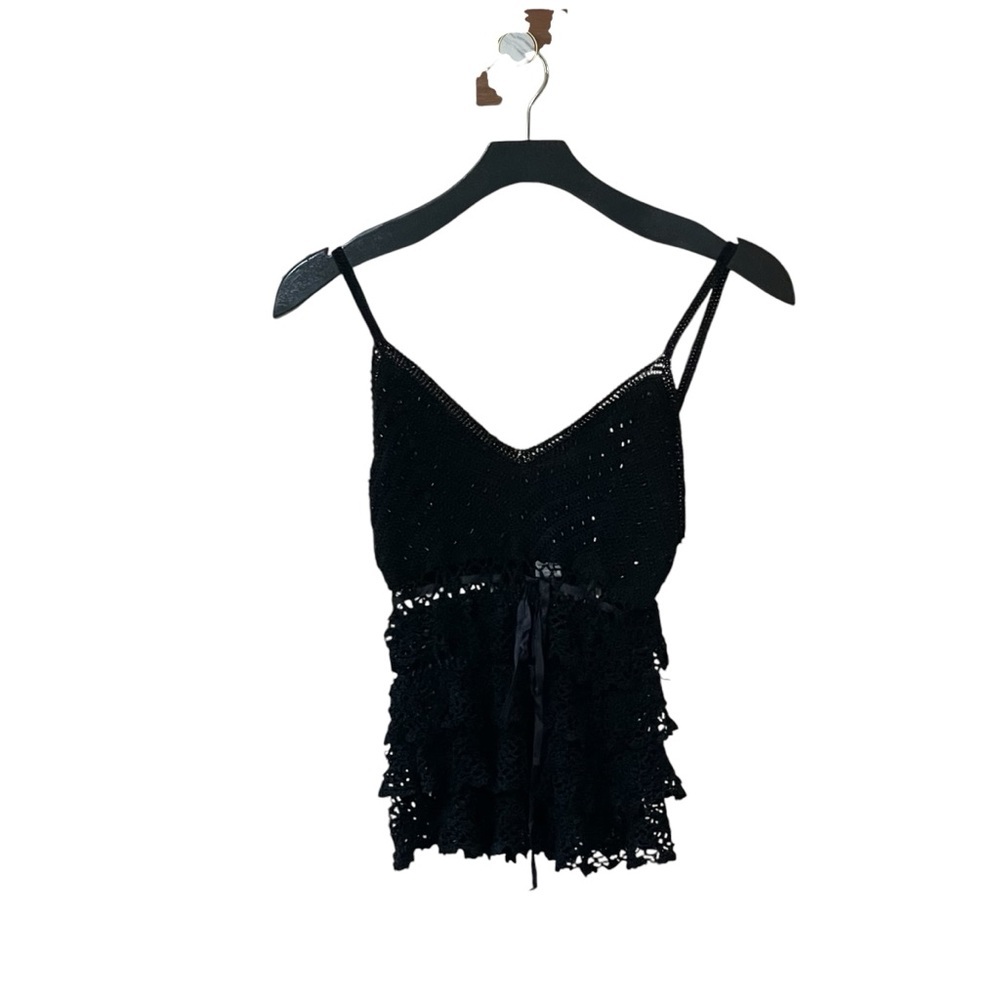 Vintage F21 Y2K Spaghetti Strap Tiered Beaded Crochet Top